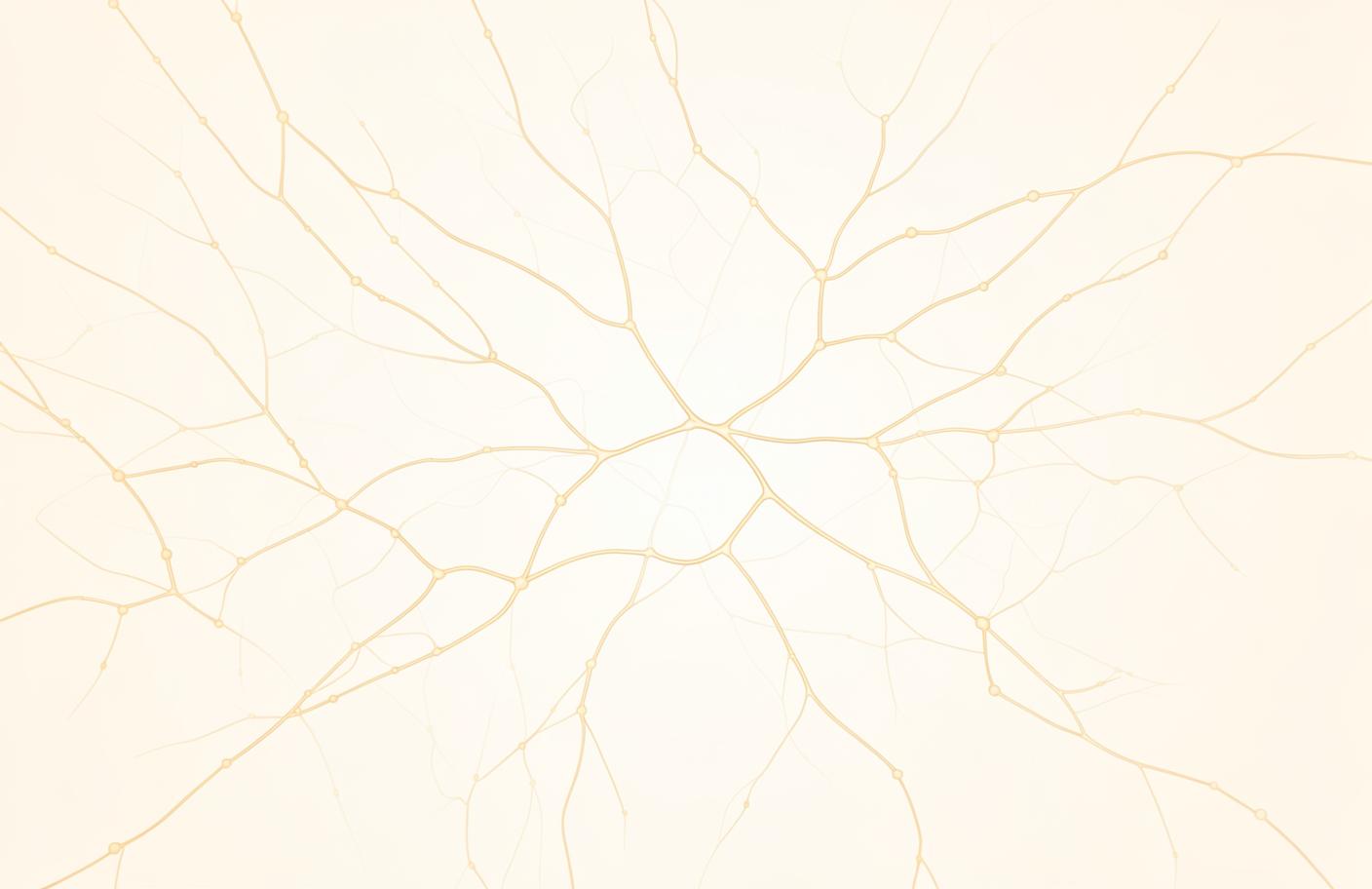 Abstract illustration of a fine branching vessel network on a warm ivory background, representing the lymphatic system