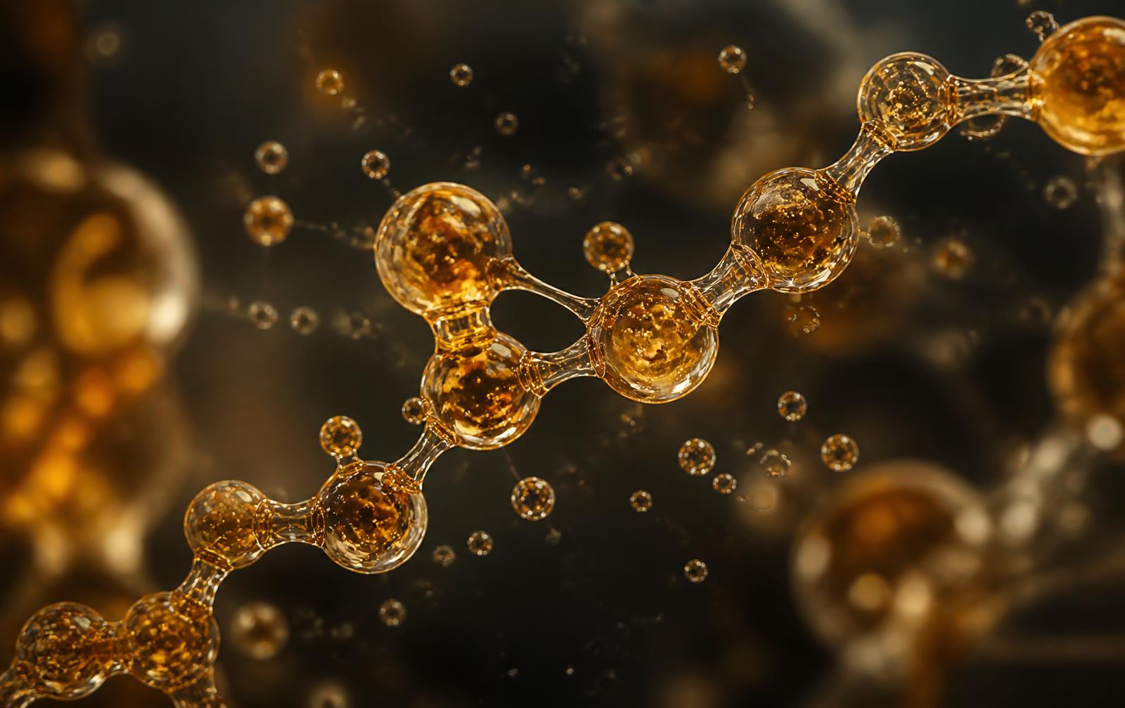 Peptide chains illustrated as linked amino acids