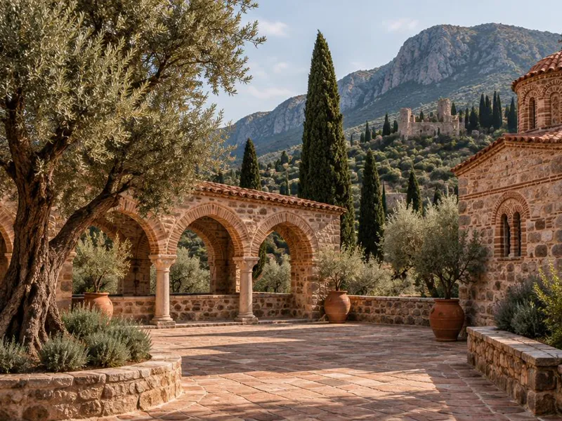 Editorial interpretation of Mystras, Peloponnese, Greece, inspired by Euphoria Retreat