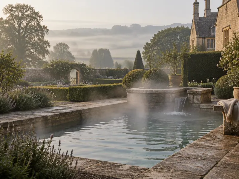 Editorial interpretation of North Leigh, Oxfordshire, United Kingdom, inspired by Eynsham Baths at Estelle Manor