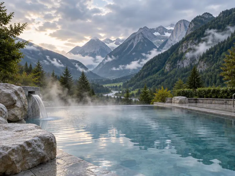 Editorial interpretation of Bad Ragaz, Switzerland, inspired by Grand Resort Bad Ragaz