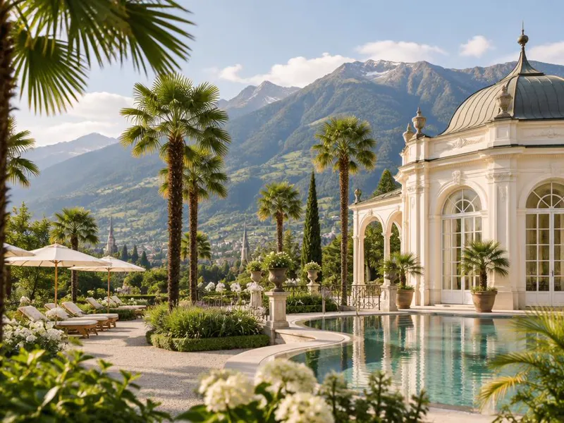 Editorial interpretation of Merano, South Tyrol, Italy, inspired by Palace Merano