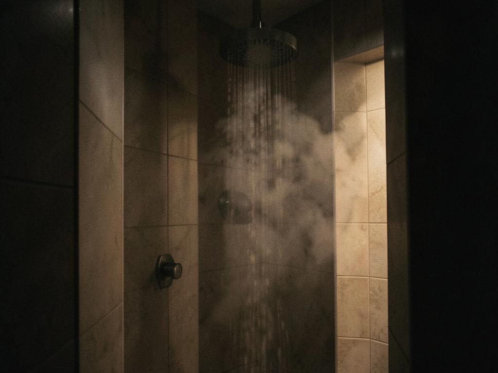 Showering in the dark — illustrative