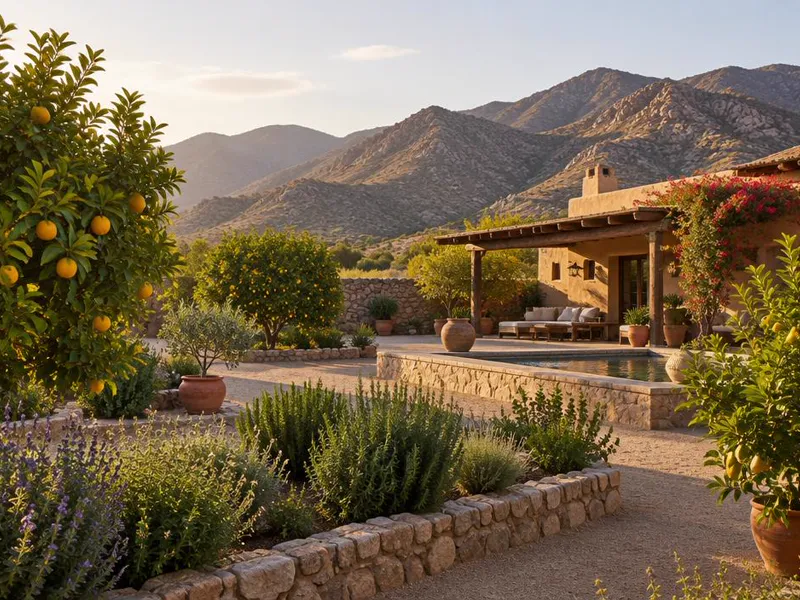 Editorial interpretation of Tecate, Baja California, Mexico, inspired by Rancho La Puerta