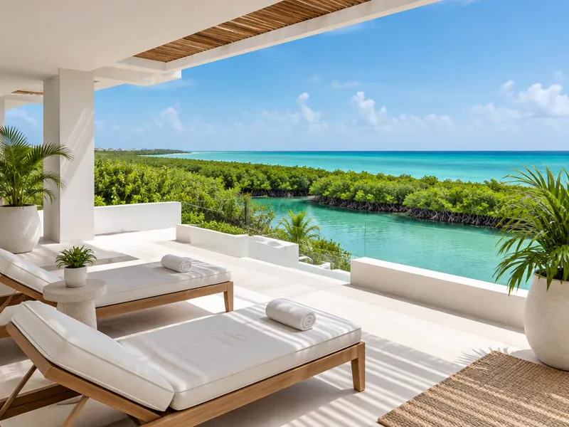 Editorial interpretation of Costa Mujeres, Quintana Roo, Mexico, inspired by SHA Mexico