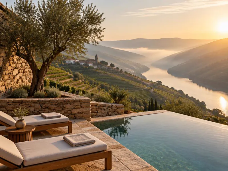 Editorial interpretation of Lamego, Douro Valley, Portugal, inspired by Six Senses Douro Valley