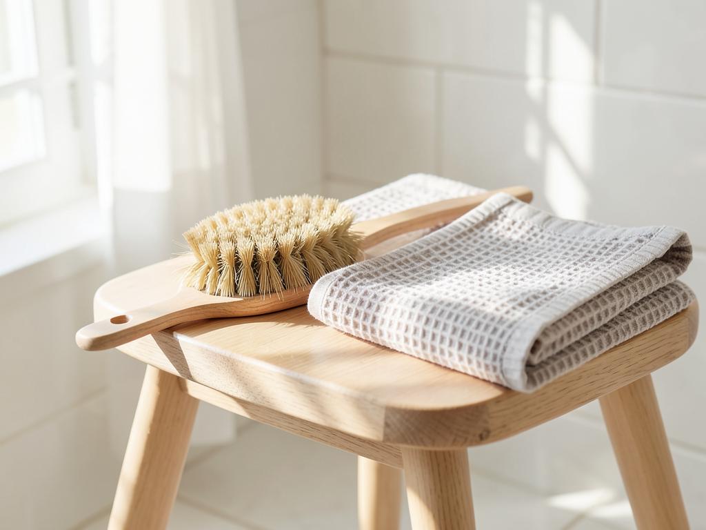Dry body brushing — illustrative