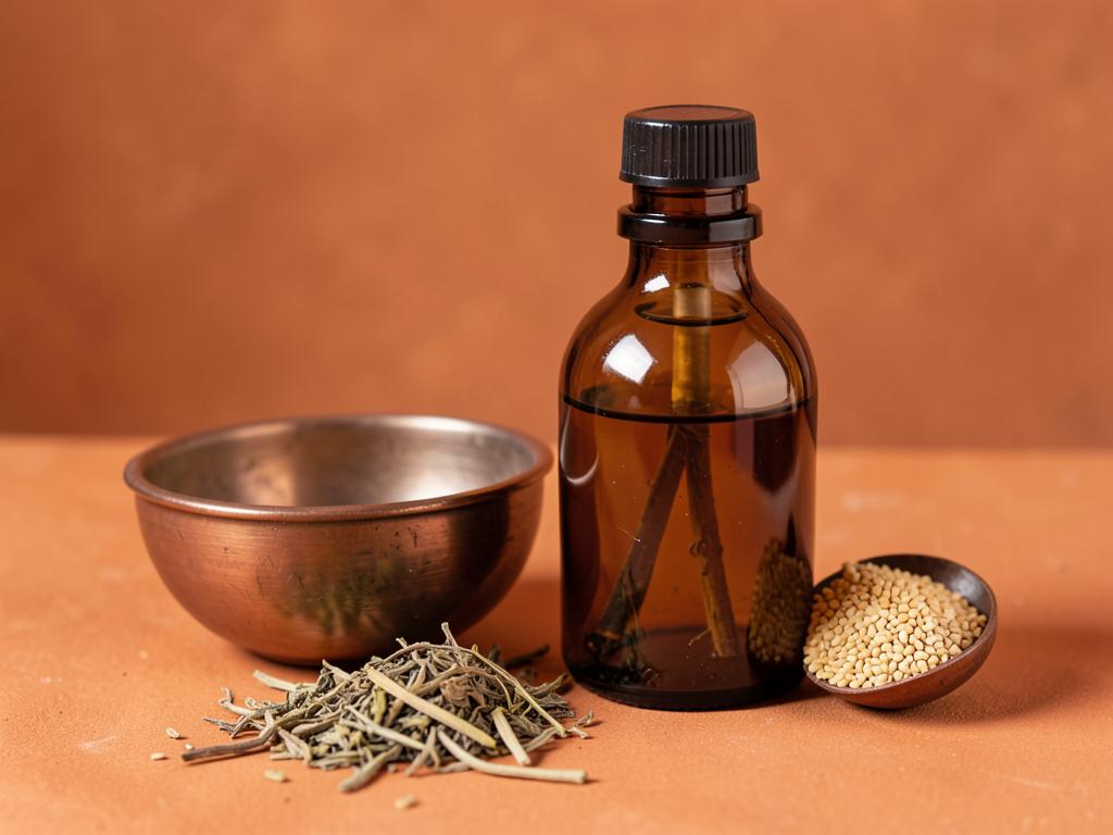 Ayurvedic hair oiling — illustrative