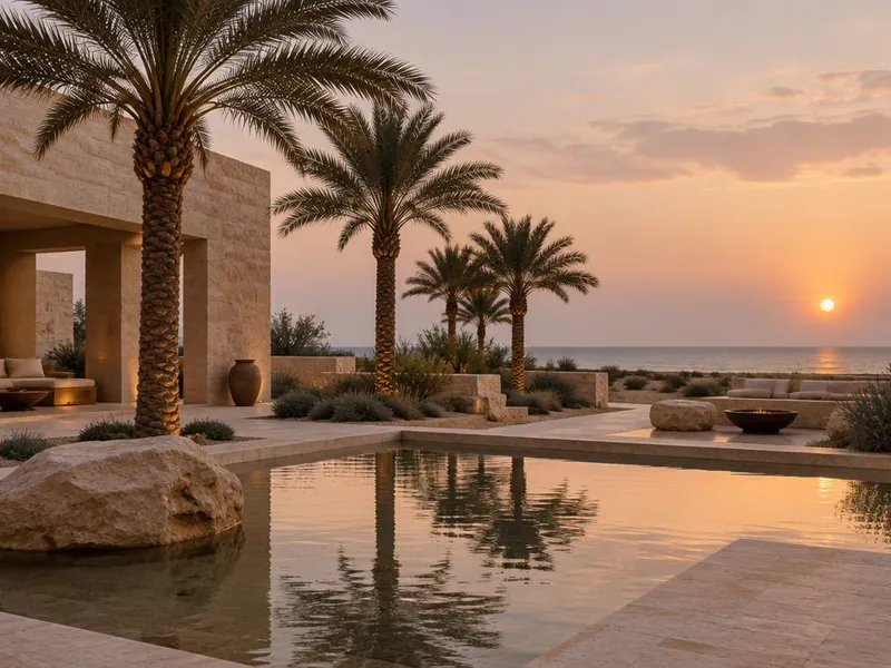 Editorial interpretation of Al Ruwais, Qatar, inspired by Zulal Wellness Resort